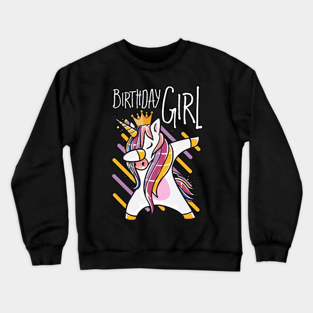 Unicorn Birthday Girl Gift Crewneck Sweatshirt by Pummli